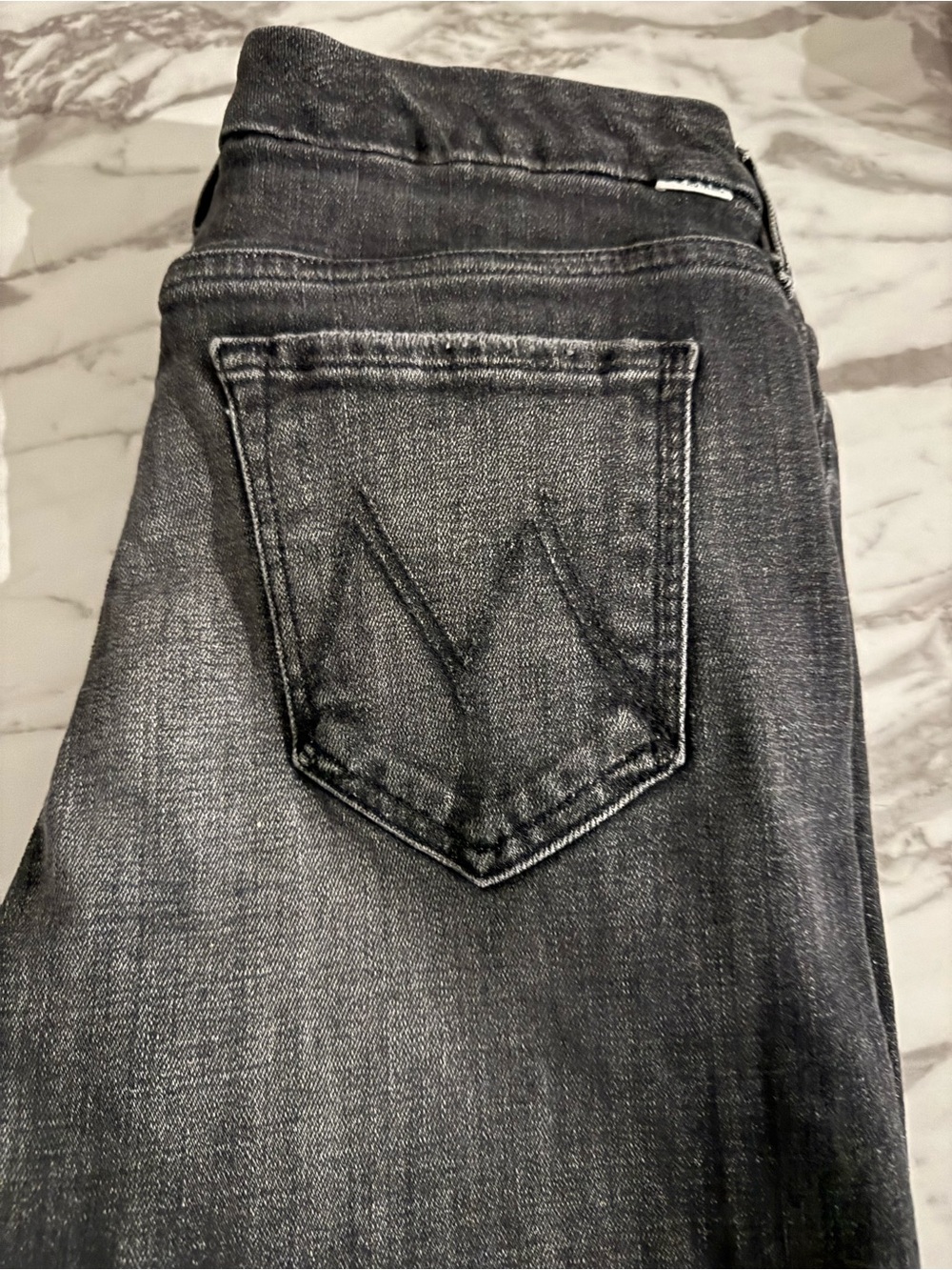 Dark Grey Denim Jeans with Back Pocket Stitching